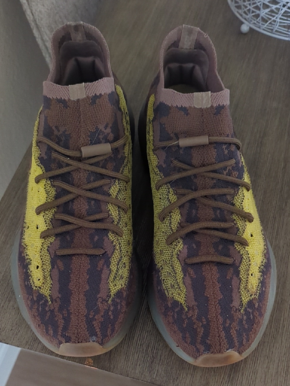 adidas Athletic Shoes Brown and Yellow Knit Sneakers